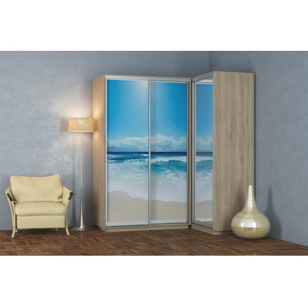 Corner wardrobe with slides